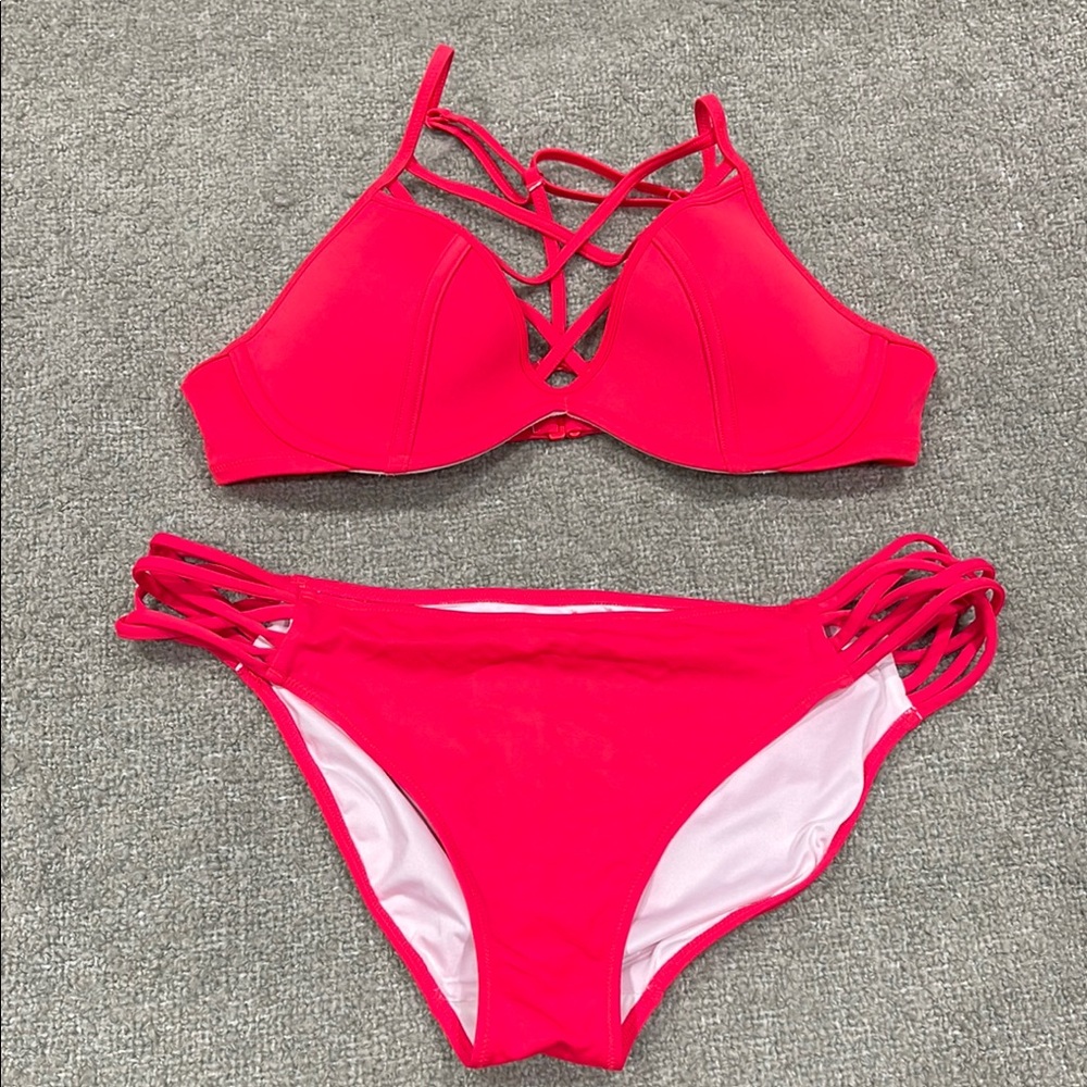 Victoria's Secret Red Strappy Bikini Set